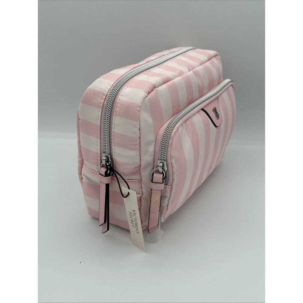 Victoria's Secret Heritage Stripe Travel Makeup Pouch Toiletry Bag Logo NWT